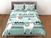 Lama-Print Bettbezug-Set, Kinderbettwäschebezug, Bohème Schlafzimmer-Set, Schöner Bettbezug, Minzgrüner Deckenbezug, Tierprint Tagesdecke