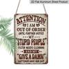 2D Flat, 1pc Funny Warning Sign - Vintage Metal Decor with Sarcastic Message - Rustic Garage, for Man Cave, Bar Decoration - Durable Aluminum Plaque