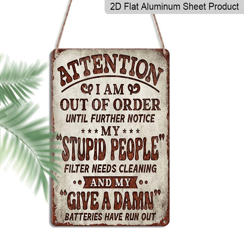 

2D Flat, 1pc Funny Warning Sign - Vintage Metal Decor with Sarcastic Message - Rustic Garage, for Man Cave, Bar Decoration - Durable Aluminum Plaque 20*30cm