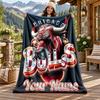 Chicago Bulls Custom Name Flannel Blanket Personalized Soft Warm Plush Throw Blanket Customized Gift for Family Friends