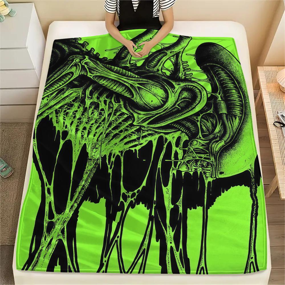 Green Mucus Reaper Print Flannel Blanket,High quality Comfortable for All Seasons,Home Decor,Warmth and Comfort,Perfect for Christmas Gifts