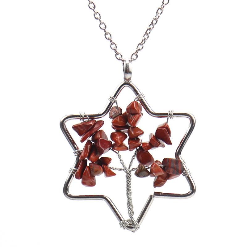 Handmade Hexagram Tree Of Life Necklace Gravel Crystal Pendant N66
