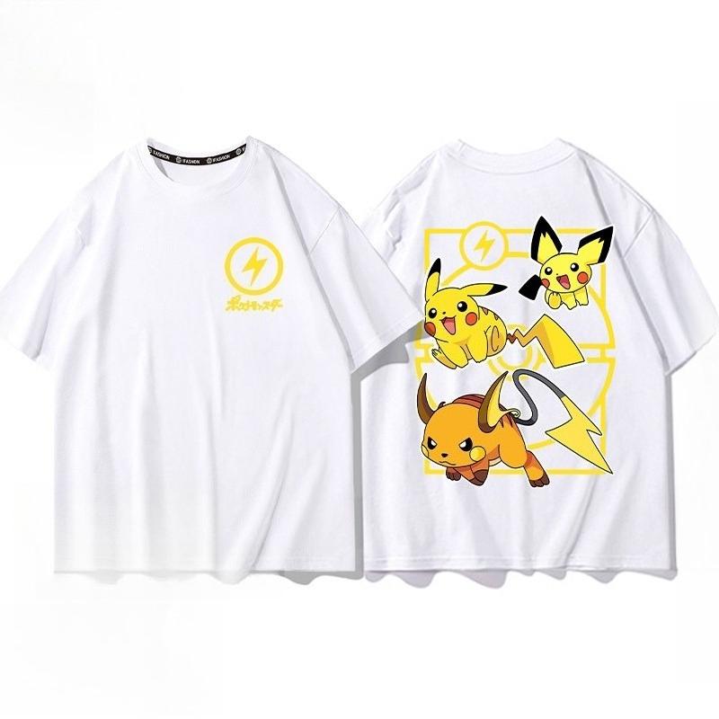 Pokémon Pikachu Gengar Charmander White Tshirt Mens 2026 Summer Fashion Oversize Street Casual Y2K Tops Streetwear Clothing