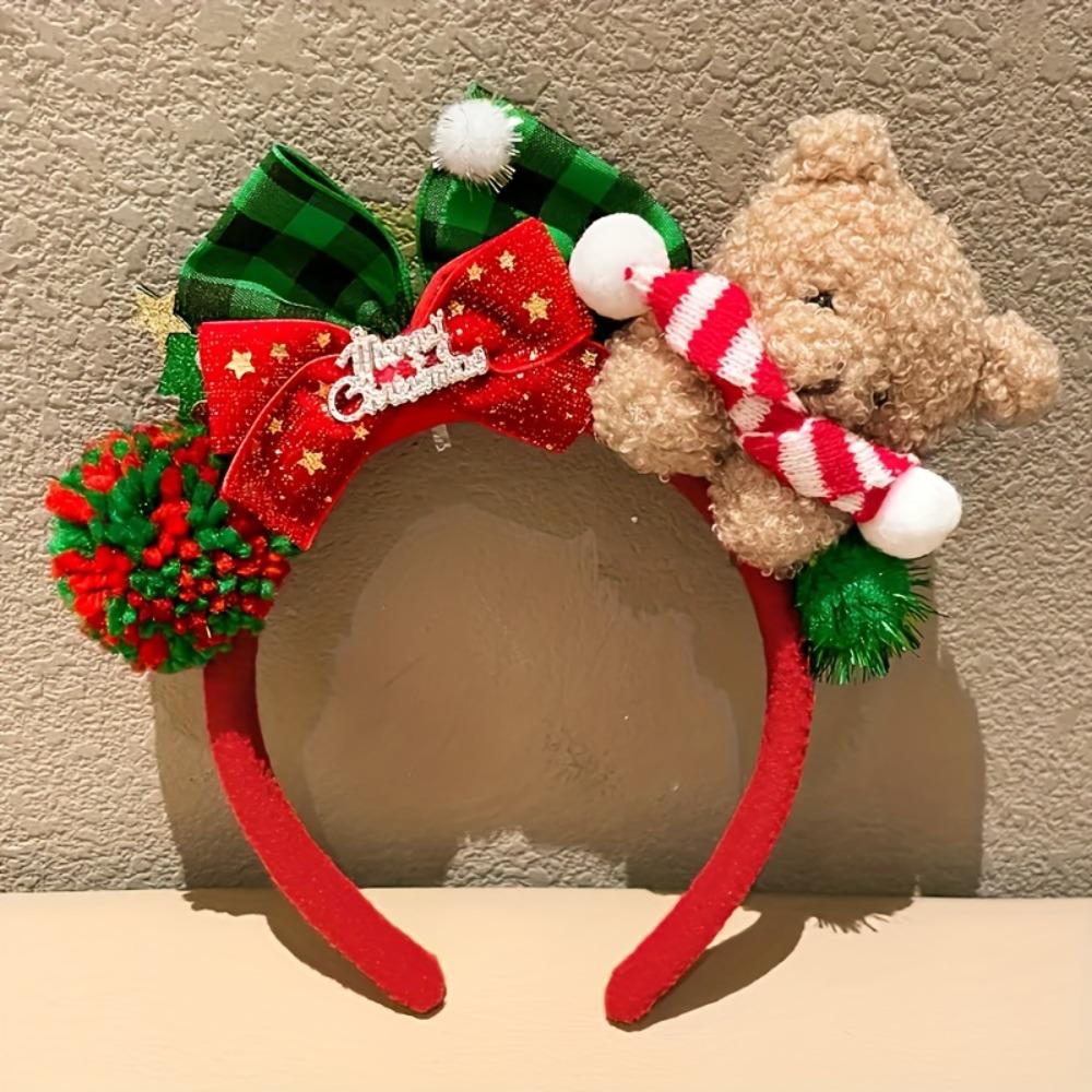 Adjustable Christmas Headband Lightweight Hair Clip Cute Bear Hair Accessory