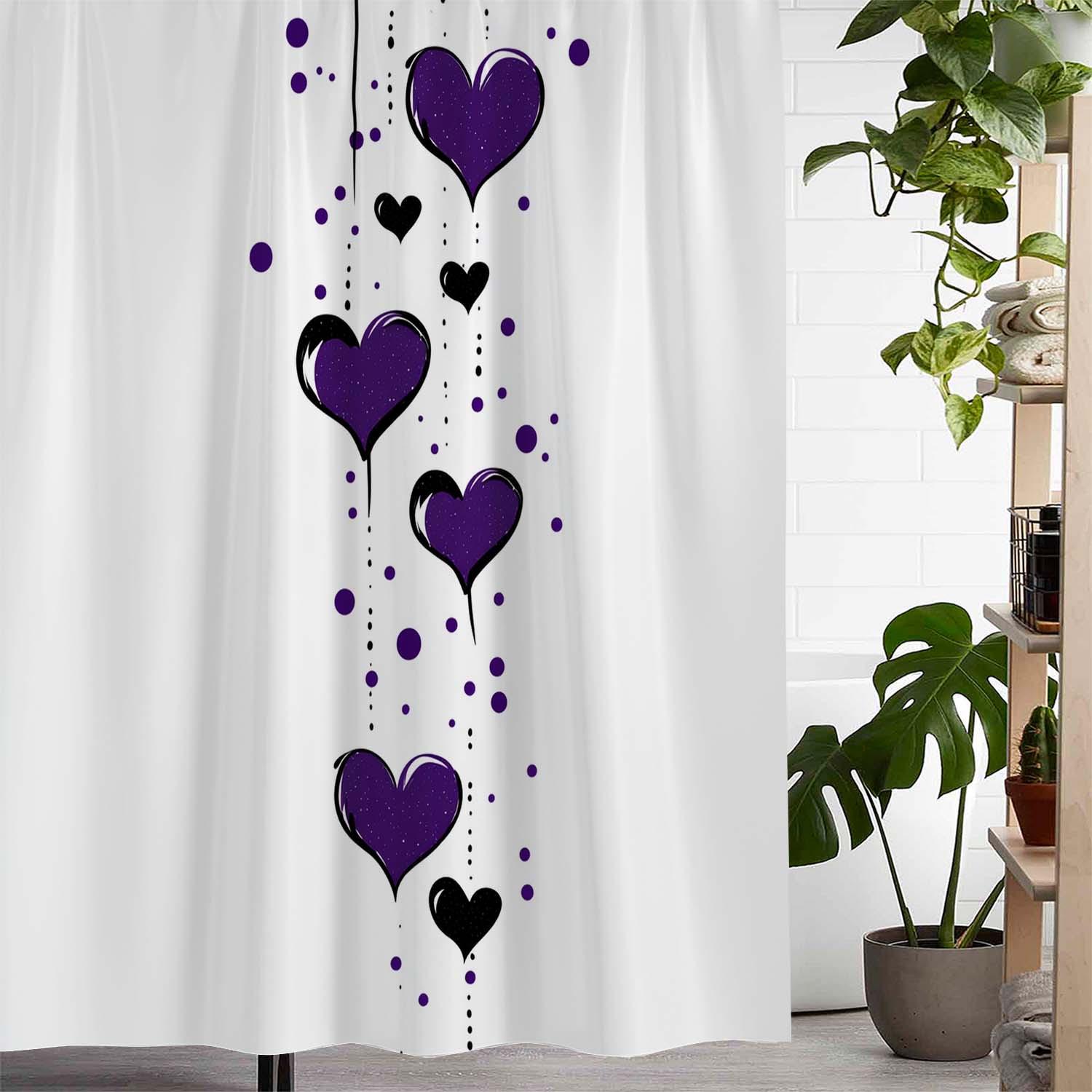 

Romantic Valentine S Day Love Print Shower Curtain, Includes 12 Hooks Curtain For Windows W60H190(CM)-1 Pcs