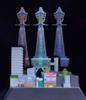 Doyusha Tower Series Tsutenkaku with LED Plastic Model 1/800 Lights, Pre-painted