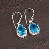 Swiss Blue Topaz Gemstone 925 Sterling Silver Jewelry Handmade Earrings 1.30" EE-3-7