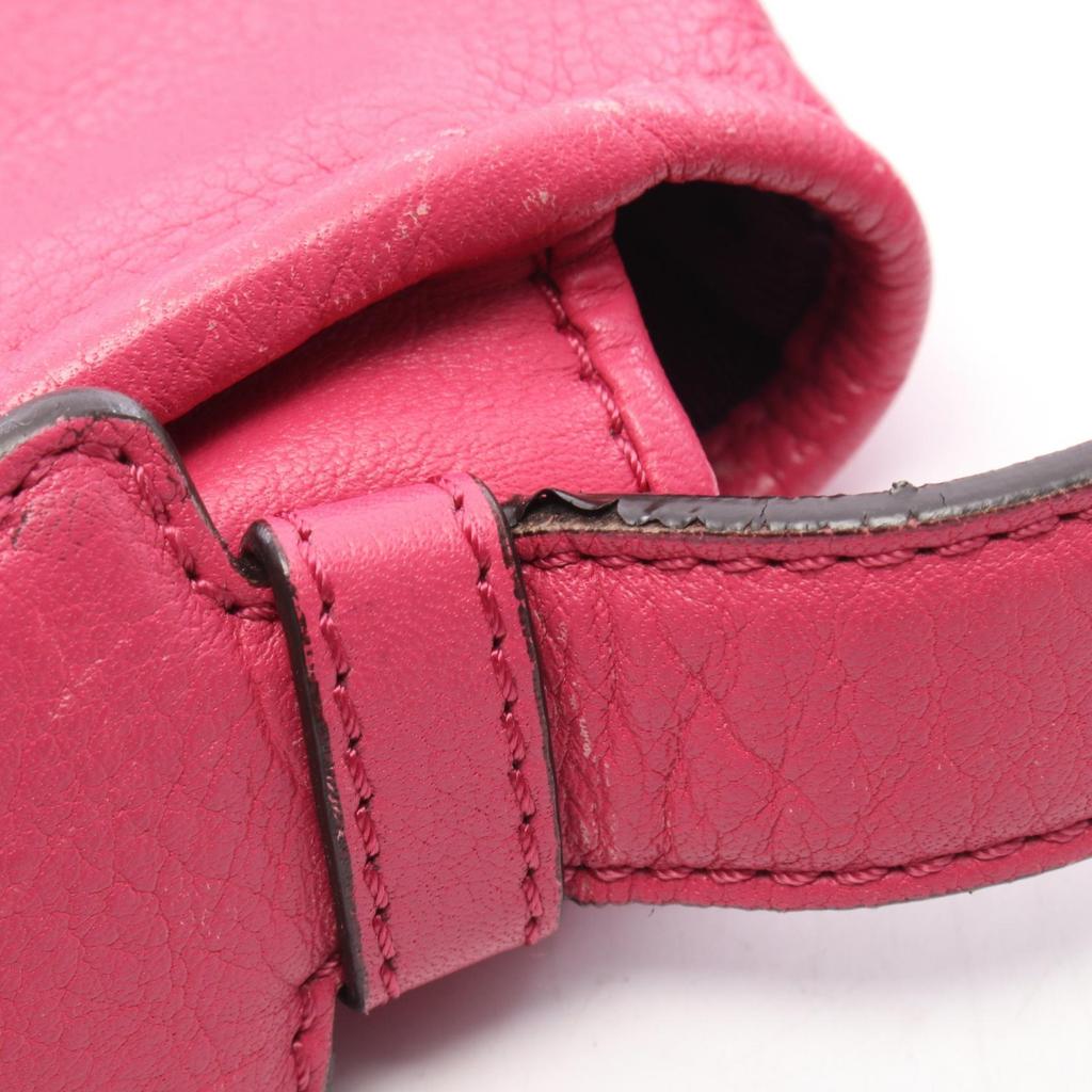 Used LOEWE Heritage Satchel Shoulder Bag leather Pink Used Women
