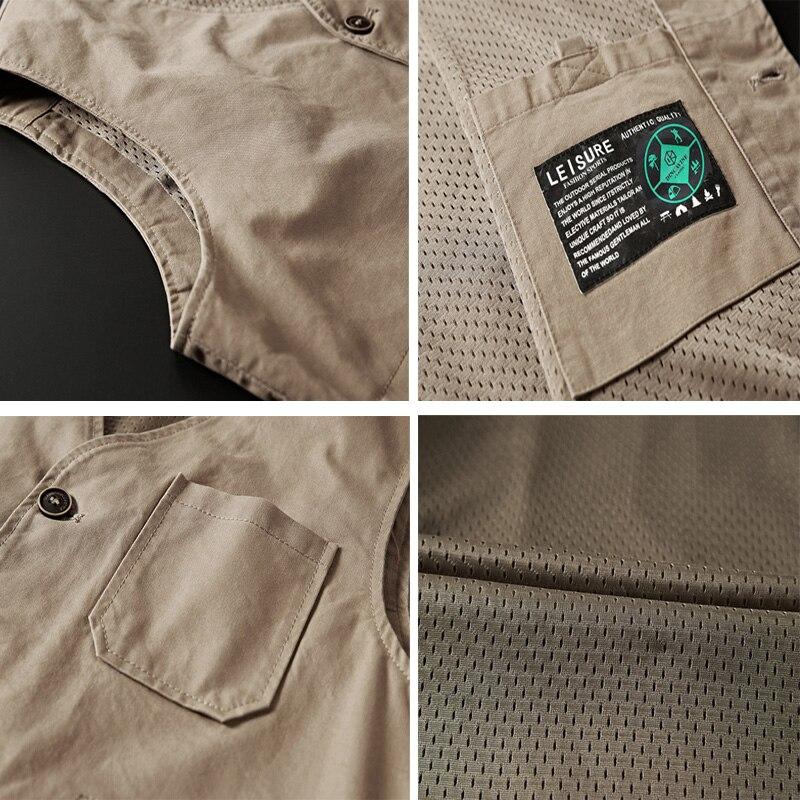 Yaz erkek Yelekler Rahat Erkek Pamuk Nefes Örgü Yelek Kolsuz Ceketler Adam Açık Balıkçılık Yelekler Giyim 8XL