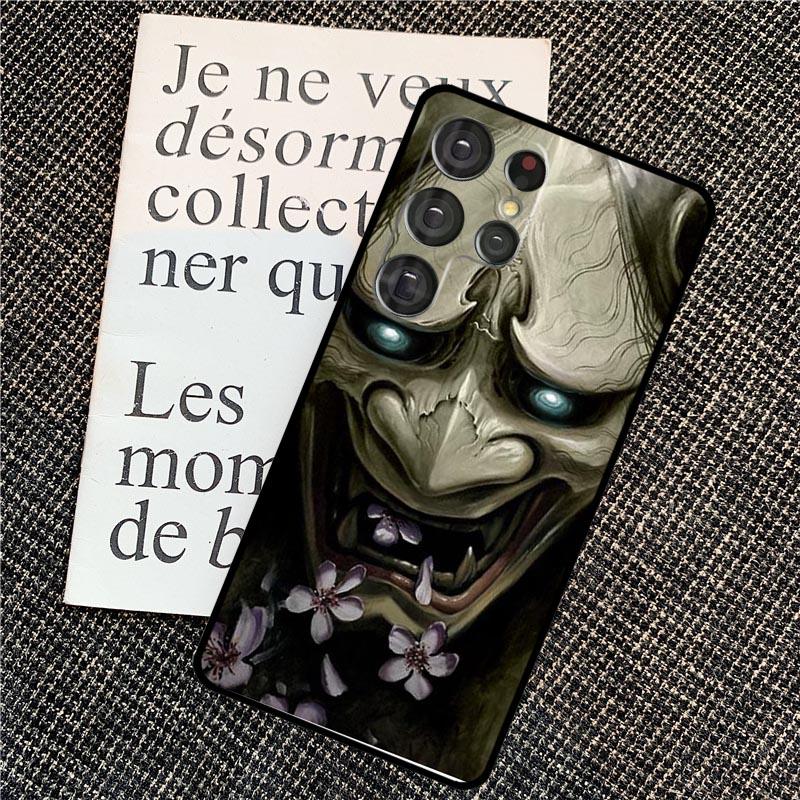 Japanese Oni Hannya Demon Mask Case For Samsung Galaxy S24 S25 Ultra S20 S21 S22 S23 Ultra S9 S10 Plus S25 FE Back Cover