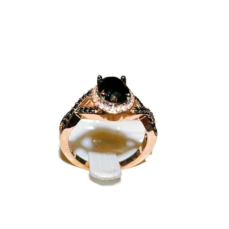 Hand Jewelry Genuine Zirconium Diamond Gold Plated Black Diamond Ring