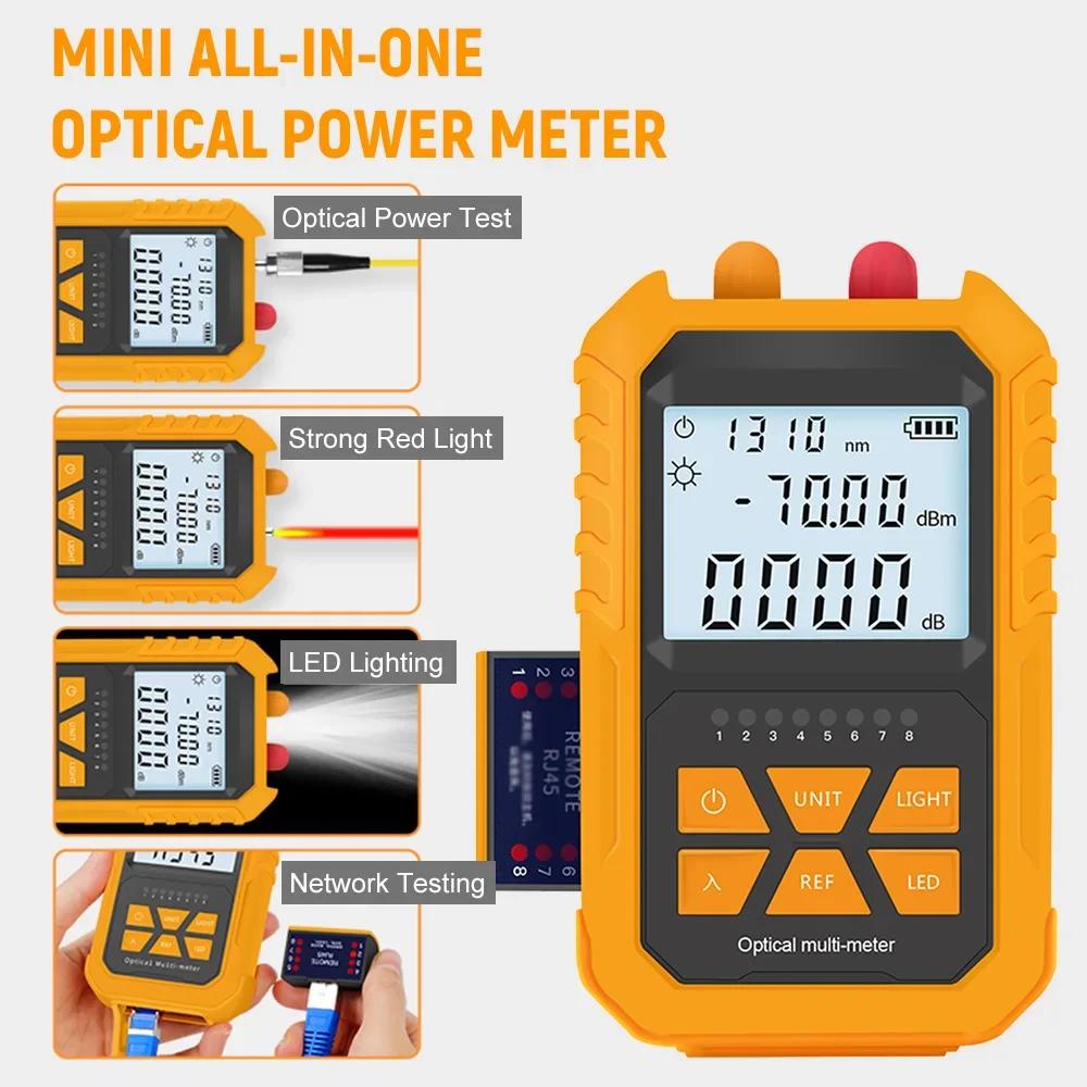 Mini Optical Power Tester Network Cable Tester Portable Handheld Optical Power Meter with 5km Red Light -70~+6dBm