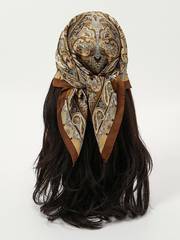 Women's Silk Hijab Scarf Luxury Brand Paisley Summer Headscarf Hijabs Bandana Shawl Handerchief Cheveux Foulard Femme 70X70CM