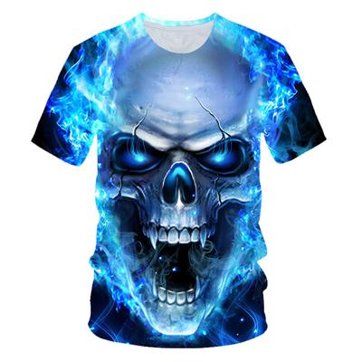 Halloween 2-14 ani Tricou Copii Stil Punk 3D Băieți Fete Albastru Foc Craniu Coroană Moarte Motocicletă Șarpe Floare Imprimeu Tricou Copii
