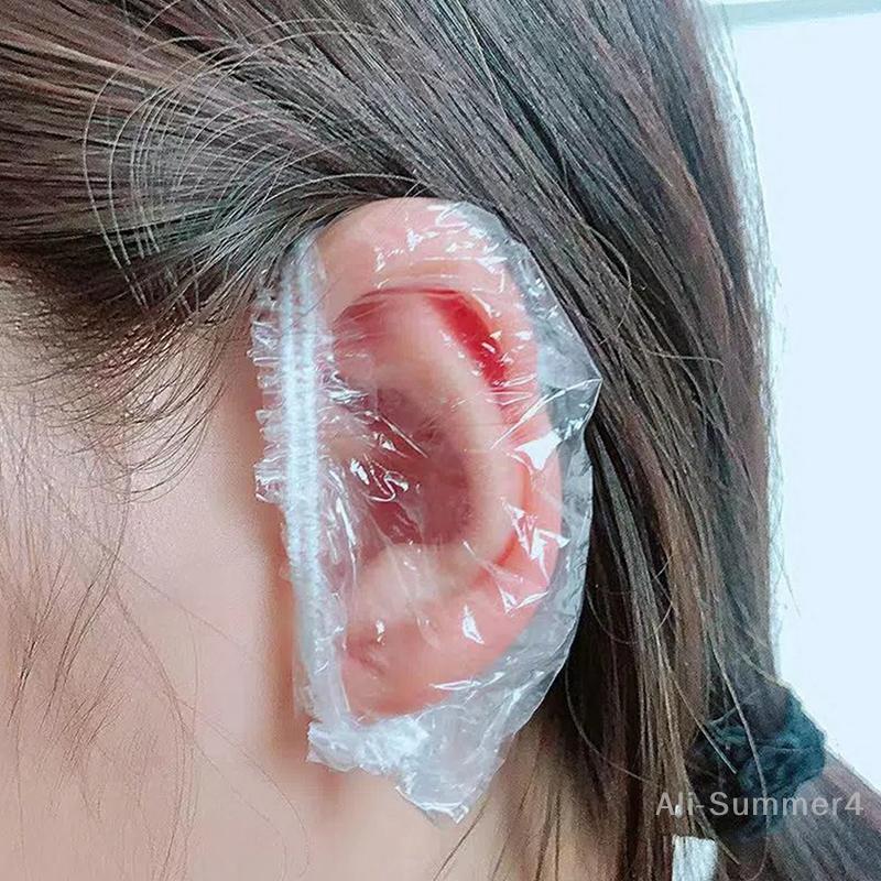 100pcs Hair Dyeing Ear Cover Disposable Waterproof Ear Protector Salon Bath Shower Shield Earmuffs Barber Hairdressing Accessory