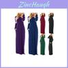 Elegante Abito Lungo Maxi Casual da Donna con Maniche Lunghe per Feste Serale