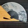 Ventilador plegable, ventilador portátil ligero de mano, ventilador de bambú de mano de obra fina con borla para uso diario