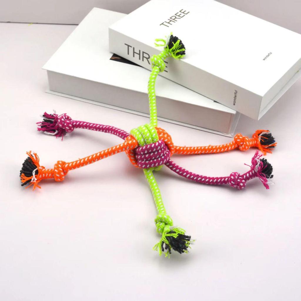 Cross-Border Candy Cotton Rope Ball: Bite-Resistant, Two-Color, Teething and Cleaning Pet Toy for Dogs and Cats.