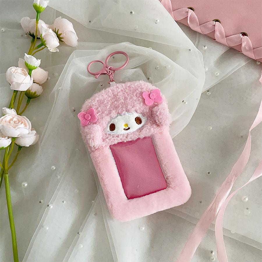 Sheep Soft Plush Card Case With Keychain Pendant Campus Card Storage Card Bag