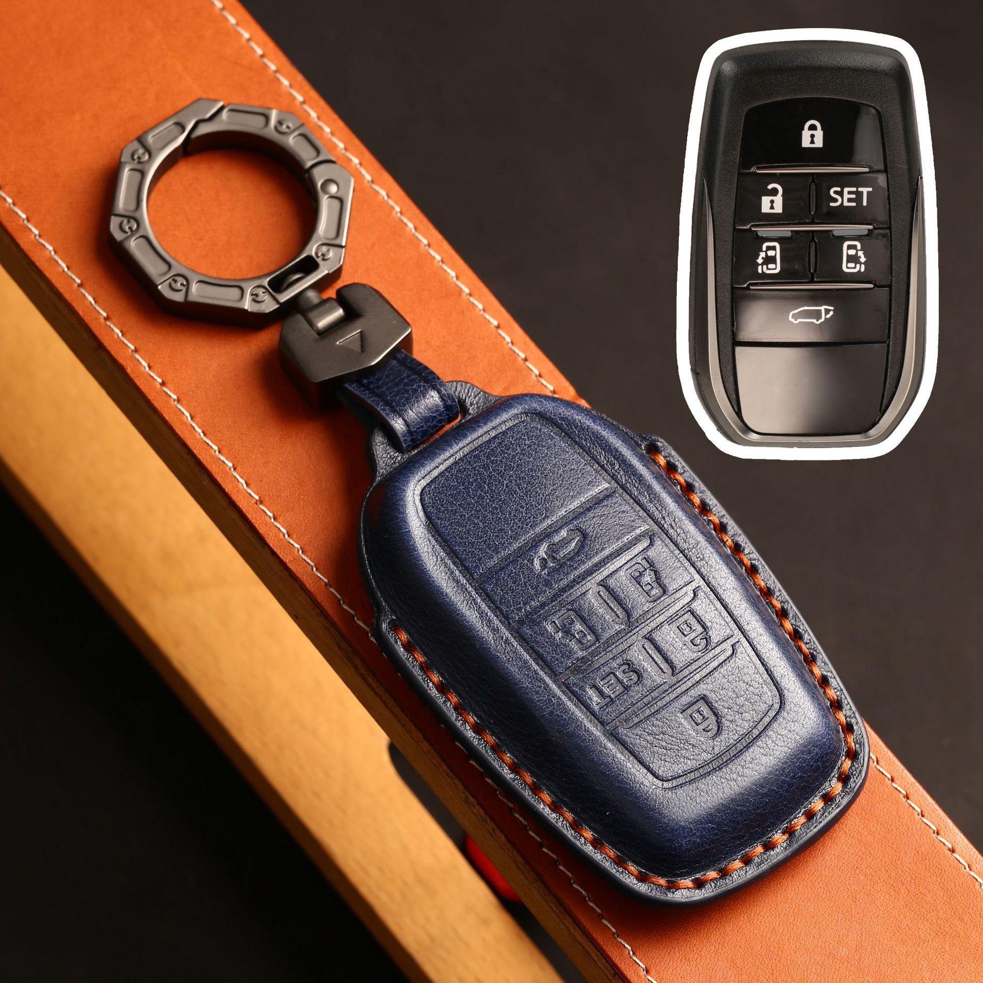 

Leather Car Key Fob Case Cover Accessories For Toyota Sienna Rav4 Venza Mirai Hybrid Vehicles Alphard Previa Voxy