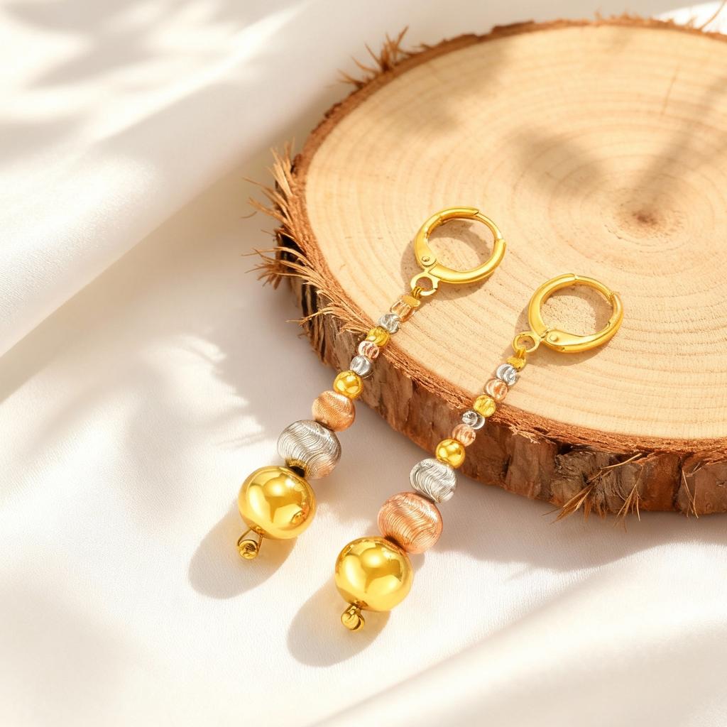 Unregelmäßige dreifarbige Wassermelonen-Perlenohrringe für Damen, runde Kugel-Creolen, luxuriöser Schmuck, Partygeschenke