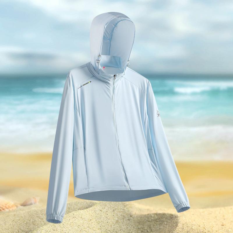 Summer Ice Silk Sunscreen Clothes Men's and Women's Thin Breathable Hooded Jackets Outdoor UV-proof Skin Clothes LOGO