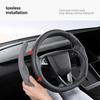 YZ For Tesla Model 3 Y Highland Juniper 2025 Suede velvet Car Steering Wheel Cover DIY carbon fiber texture Sport Steering Wheel