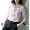 Womens Striped Long Sleeve Shirt With Polished Design For Office Wear