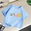 Lovely Kids T Shirt Multicolored Lets Go Text With Stamp Pattern Graphic Short Sleeve Outdoor Daily Outfit Shirts