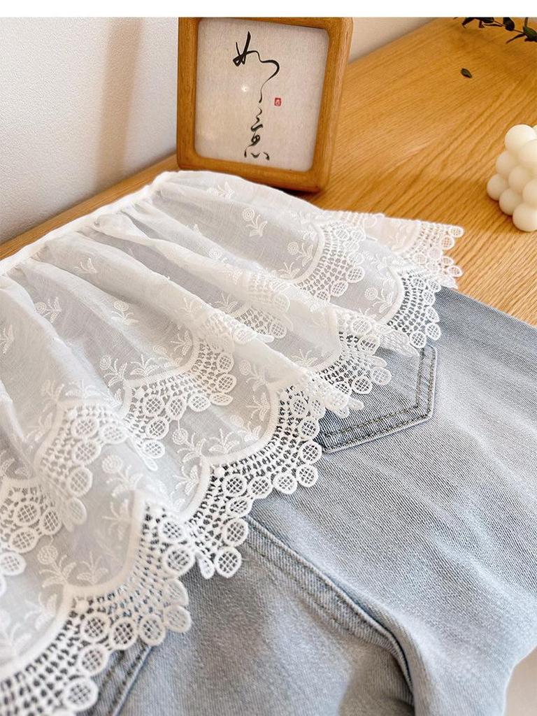 Sweet Lace Trim Ruffle Skirt: Women's Versatile Four-Season Layering Skirt Apron