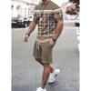 Simple Marble 3D Print Summer Casual Men's Crewneck Top And Shorts Urban Street Fashion Men's Suit Everyday Casual Comfort