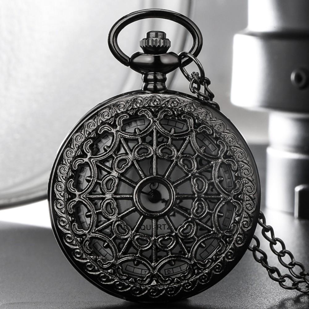 

Hollow Black Spider Web Pattern Quartz Pocket Watch Elegant Gift for Men Women Kids Fans Souvenir Students Gifts чорний