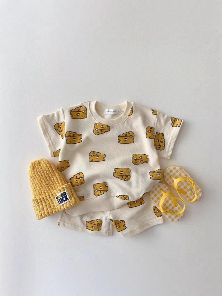 Korean Style Summer Balloon Sleeve Toddler Two-Piece Shorts Set