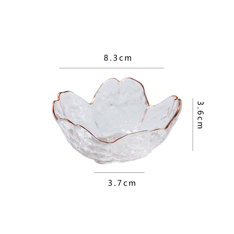 Cherry Blossom Hammered Glass Dipping Dish - Elegant Japanese Tableware for Home or Salon.