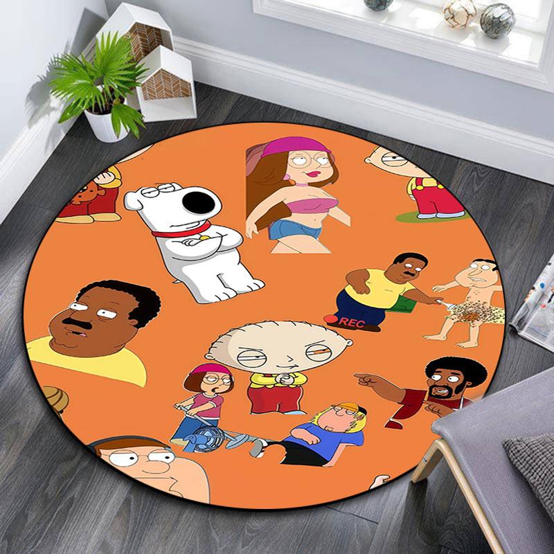 Family Guy Cartoon Pattern Round rug,Carpet Rug for Living Room Bedroom Playroom ,Non-slip Floor Mat,Holiday Gifts and Birthday Gifts.