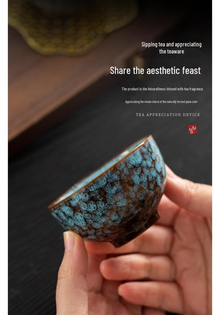 Ceramic Tea Cup Set: Master Kiln Change, Six Colors, Tea Tasting Gift Box, Souvenir & Business Gift.