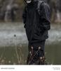 Herren Schwarze Kapuzen-Winddichte Wasserdichte Outdoor-Arbeitsjacke für Herbst/Winter