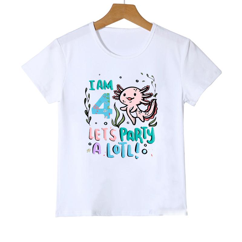 Compleanno dal 3° al 14° Axolotl HO 10 ANNI FESTEGGIAMO TANTO A Lotl Kawaii Maglietta per Bambine Regalo di Compleanno Maglietta Moda Abbigliamento Bambini Maglietta