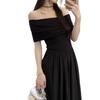 Summer new temperament pure shoulder sleeveless tube top dress women's Korean high-end feeling waist and thin long skirt