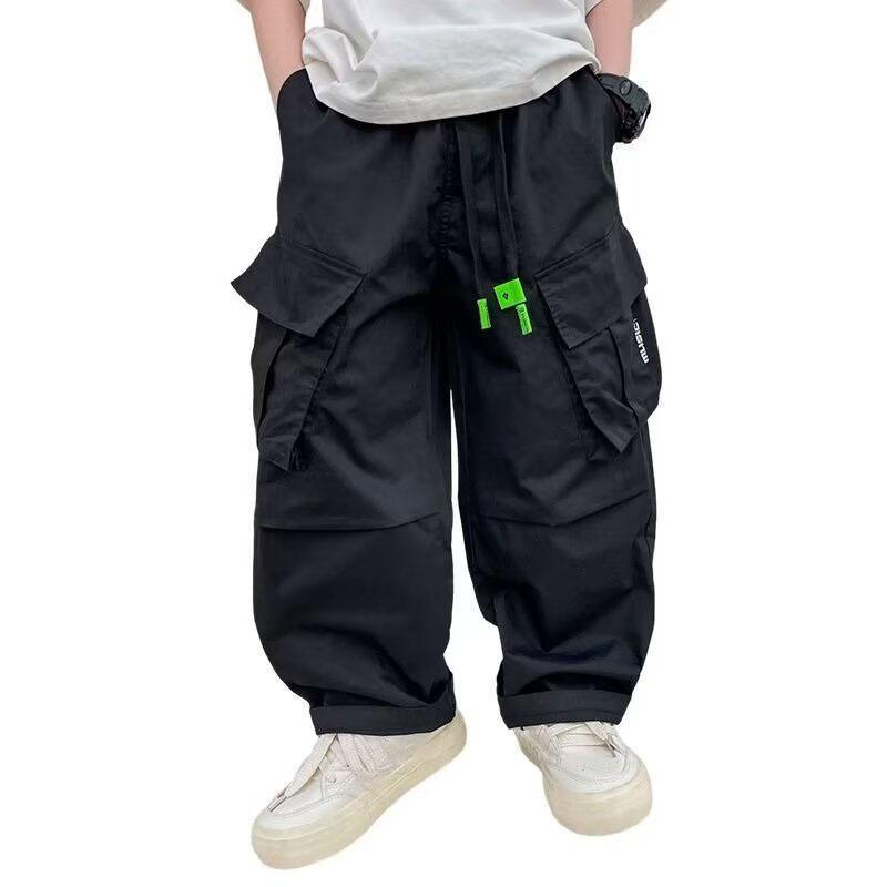 Jungen Cargohose Kinder Vintage Streetwear Gerade Hose Kinder Frühling Herbst Locker Weitbeinige Hose Teenager Freizeitkleidung