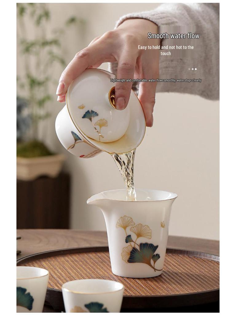 Yangzhi Jade Porcelain Travel Tea Set - Ceramic Kung Fu Teapot with Logo