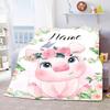 Personalized Name Blanket Cartoon Animal Digital Print Flannel Blanket Fun Gift Blanket
