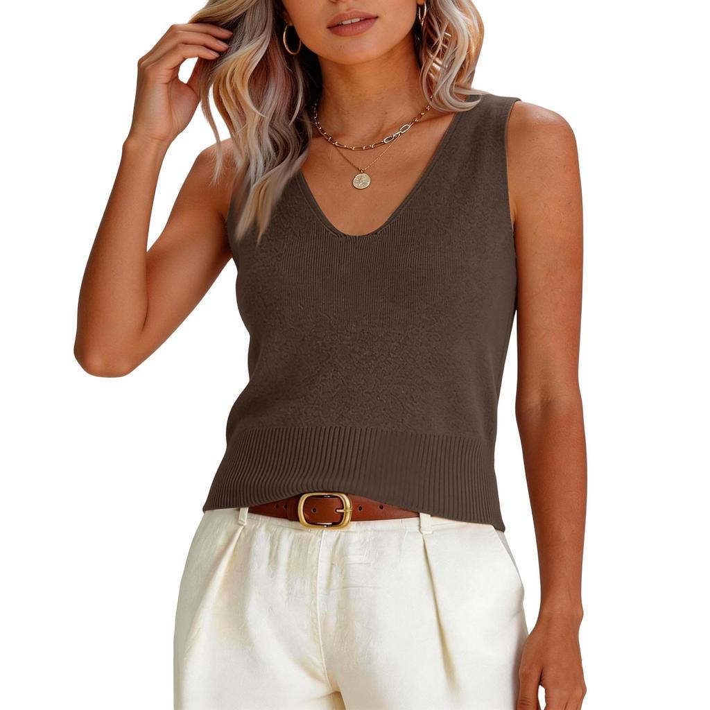 Damen Mode Cropped V-Ausschnitt Ganzstrick Cami Top