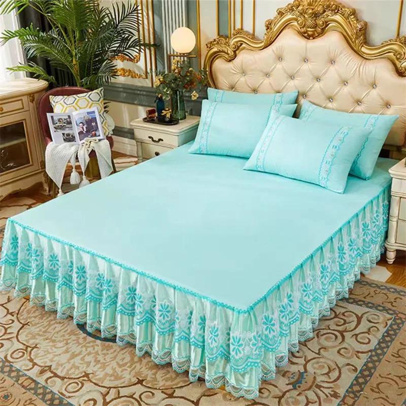 Lace Princess Bedspread Bed Skirt Style Dustproof Decorative Bedspread Big Heming 1.5/1.8/2m Mattress Anti Slip Protective Cover