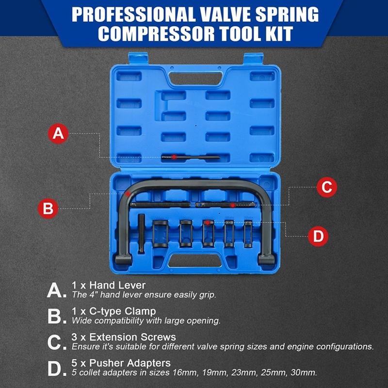 Valve Spring Removal Tool Valve Spring Removal Tool C Clamp Service Kit for ATV, Car, Motorcycle, Small Engine