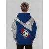 Boys' fashionable 3D printed football pattern, comfortable and versatile long sleeved hooded top for children