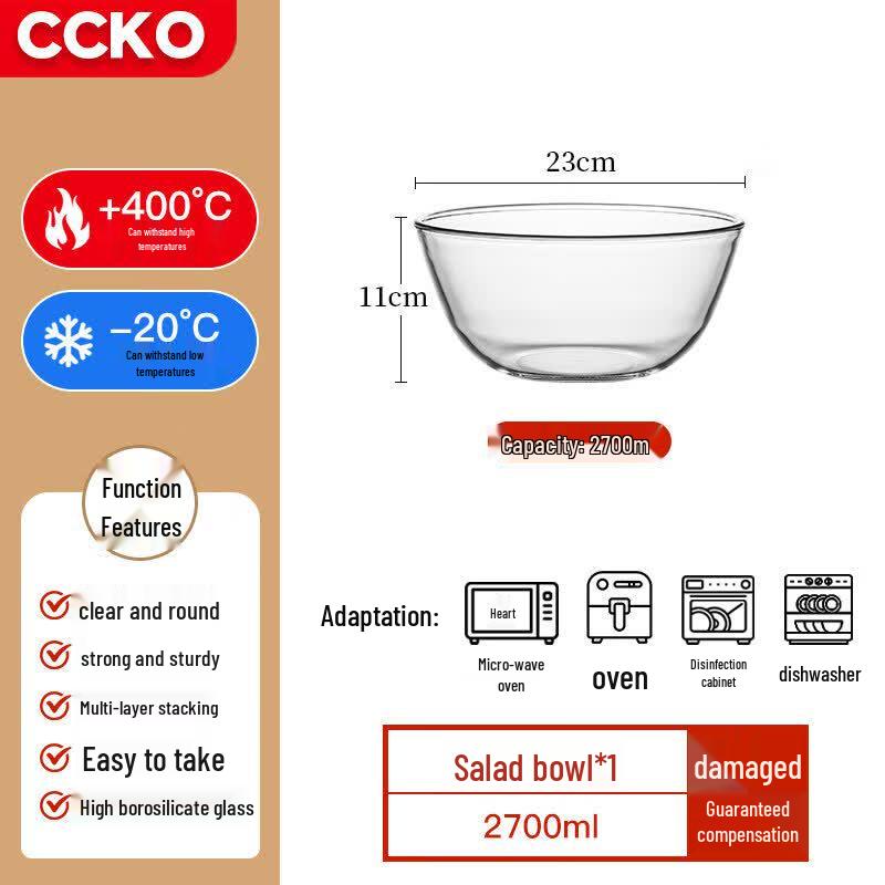 Heat-Resistant Borosilicate Glass Mixing & Serving Bowl