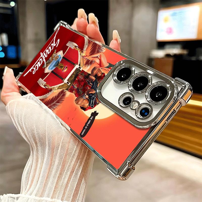 Scarface 1983 Al Pacino Plating Phone Case For Samsung Galaxy S24 S25 FE S26 Edge S23 Ultra S22 S21 Plus S20 Anti-Fall Airabag C