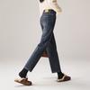 Micro Slit High Waisted Jeans for Women In Winter 2025, with Plush and Thick Warm Straight Leg Pants