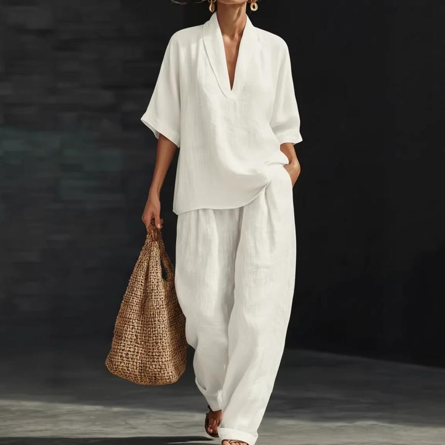Spring/Summer Women's Loose Casual Comfortable Simple Solid Color Two-Piece Set